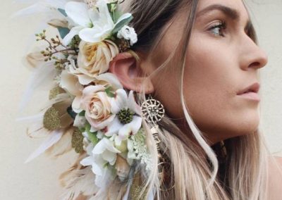 Handmade custom floral feather boho ear cuffs by Chelseasflowercrowns