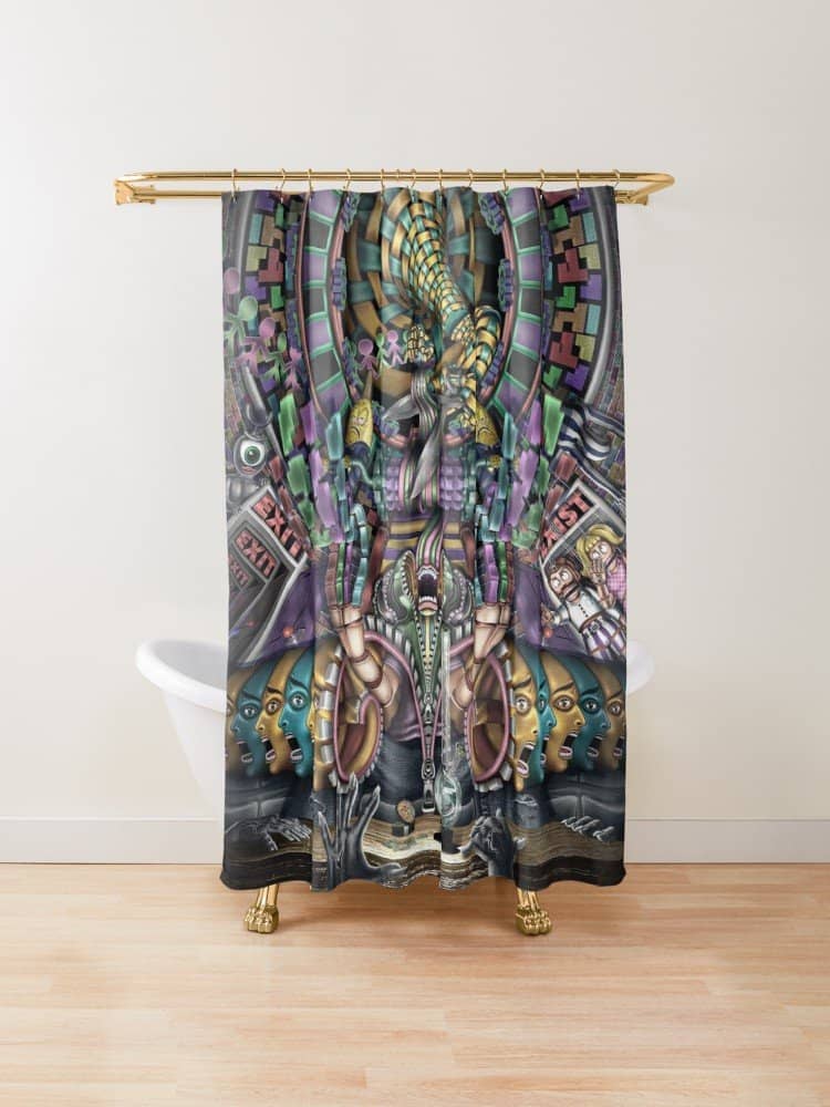 Exi S T Psychedelic Art Shower Curtain, Art Shower Curtain