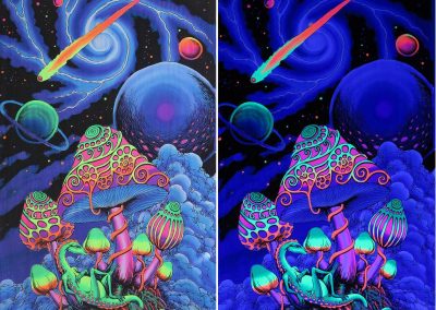 UV demo - Cosmic Shrooms' Psychedelic UV banners by Space Tribe